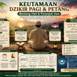 Seorang muslim berdzikir pada waktu pagi dan petang sebagai benteng hati dan penyejuk jiwa.